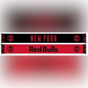 NWT RUFFNECK MLS New York Red Bulls Inverse Scarf Black Knit 60in Soccer Merch